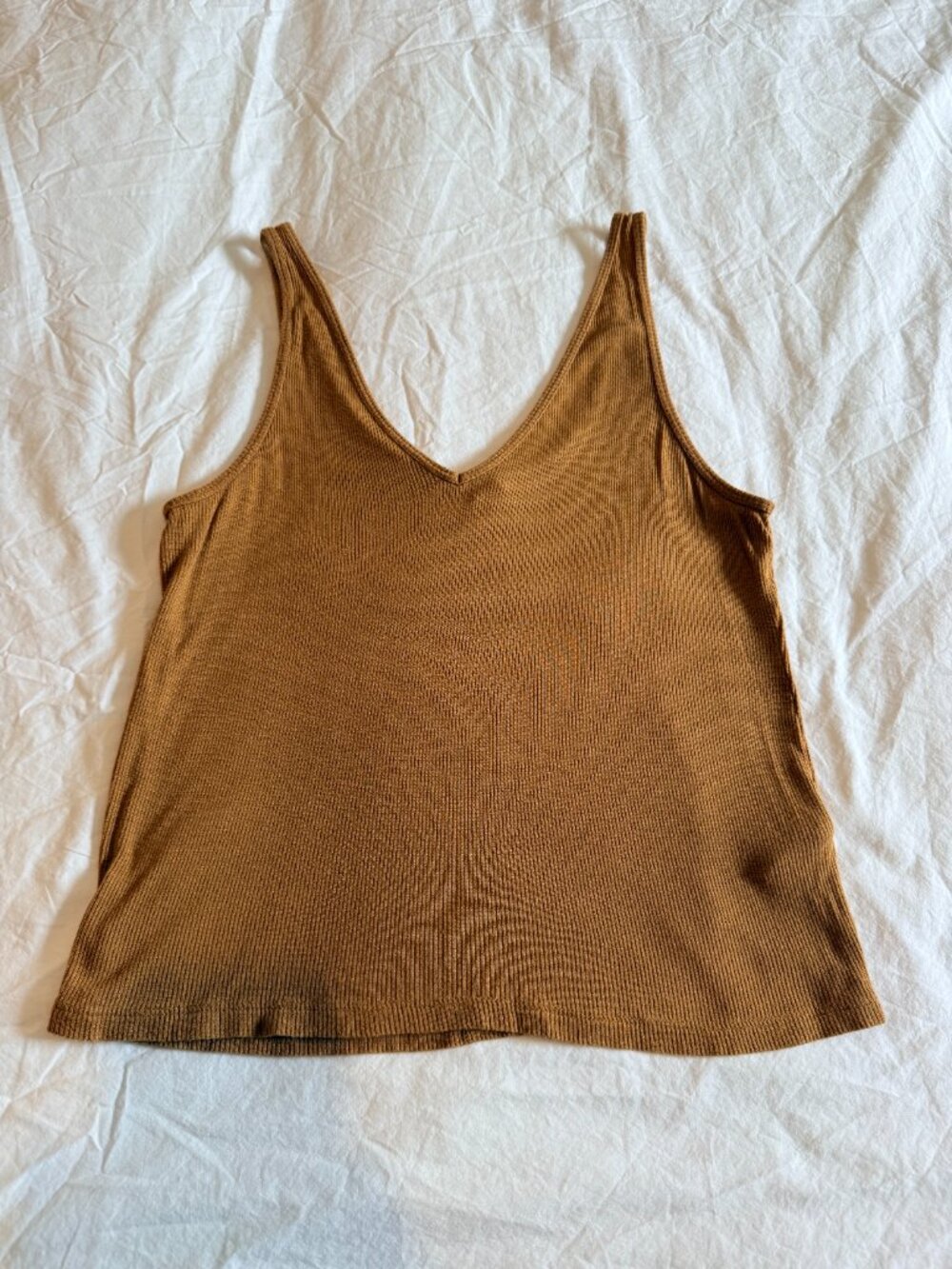 BP Brown Ribbed V Neck Tank Top Size Small